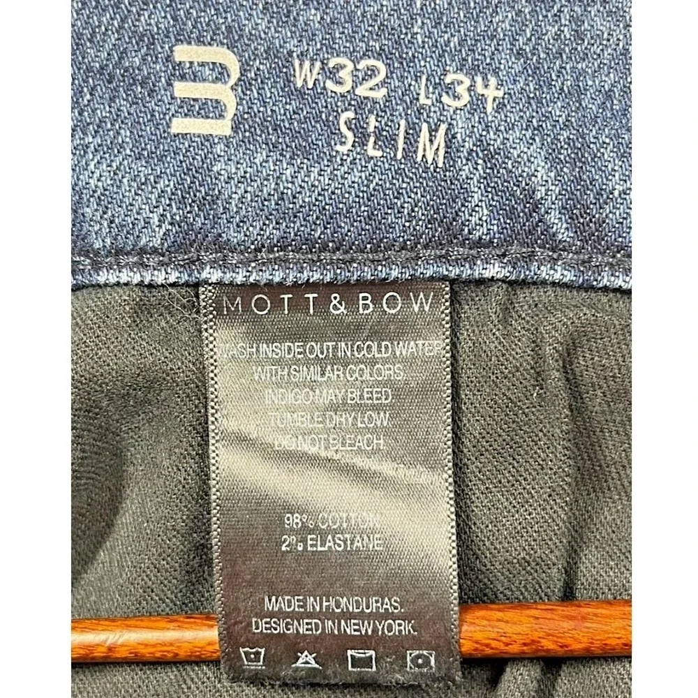 Mott & Bow Slim Jeans Mens 32x34 (Fits 34x34) Warrick Medium Wash Stretch Denim